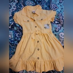 Little Lass Yellow Dress with Floral Detail